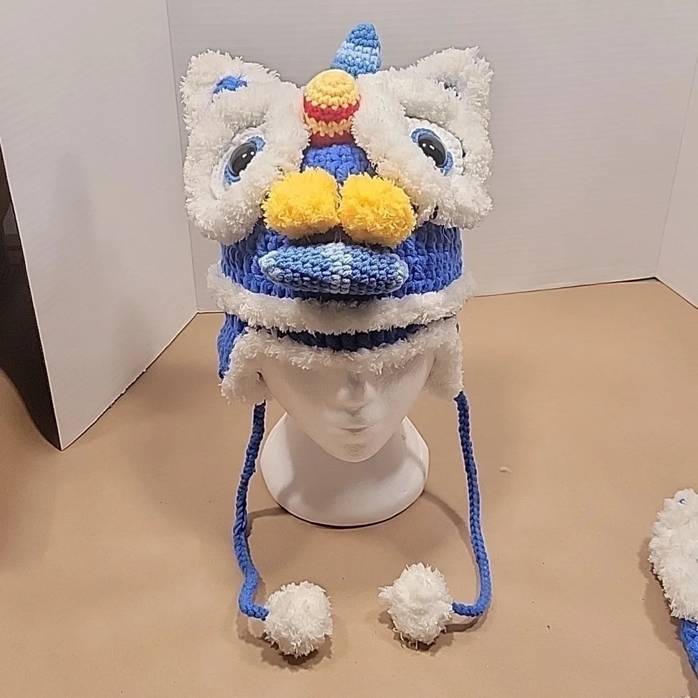2 Chinese Dragon Crocheted Hats